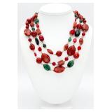 925 3-Strand Multiple Stone Necklace