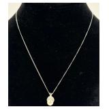 14K White Gold Pearl & Diamond Necklace