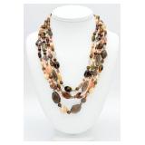 925 4-Strand Natural Stone Necklace