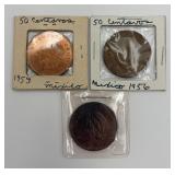 3 Uncirculated & Almost Uncirculated Mexican Coins