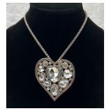 Large Rhinestone Heart Necklace