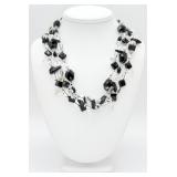 925 3-Strand Black Onyx & Quartz Necklace