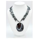 Heavy Hematite & Banded Agate Necklace