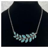 Pretty Necklace of Aqua Leaves