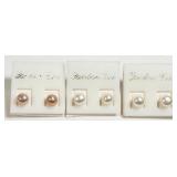 3 Pairs of Freshwater Pearl Stud Earrings