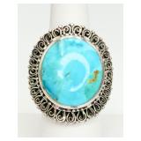 Sterling Silver Large Turquoise Ring