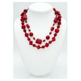 925 Coral Stone 2-Strand Necklace
