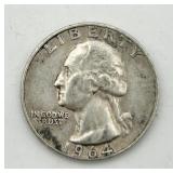 1964 Washington 90% Silver Quarter