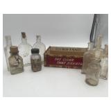 Vintage Glass Bottles & Roi-Tan Cigar Box