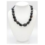 925 Black & White Banded Agate Necklace