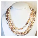 925 3-Strand Pink Pearl Necklace