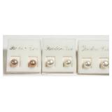 3 Pairs of Freshwater Pearl Stud Earrings