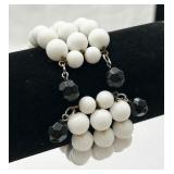 Vintage White & Black Beaded Wrap Bracelet