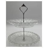 Vintage Anchor Hocking Wexford 2-Tier Serving Tray
