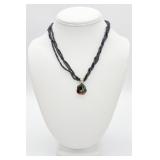 925 3-Strand Honora Black Pearl Necklace New!