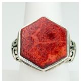 Sterling Silver Sponge Coral Ring