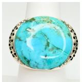 Sterling Silver Large Turquoise Ring