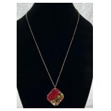Vintage Reverse-Carved Rose Necklace