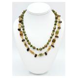 925 2-Strand Multiple Natural Stone Necklace