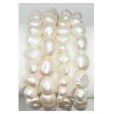 4 White Freshwater Pearl Bracelets