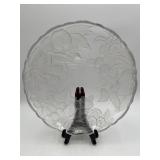 Vtg Frosted Glass Embossed Fruit Serving Platter