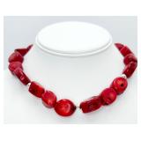925 Large Coral Stones Necklace