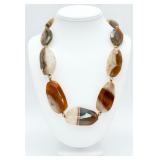 925 Large Banded Brown Agate Necklace