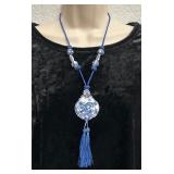 Chinese Blue & White Porcelain Bead Necklace