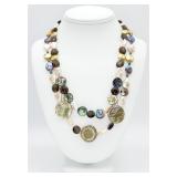 925 2-Strand Multiple Natural Stone Necklace