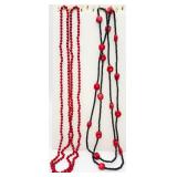 2 Very Long Coral Stone Necklaces