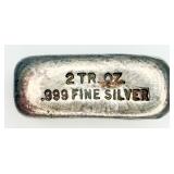 Rare VTG F.J.S. Hand-poured 2TR OZ Silver Bar