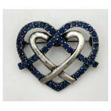 "Pretzel Heart" Pin w/ Blue Stones