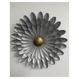 19.5" Galvanized Metal Flower Wall Decor