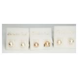 3 Pairs Freshwater Pearl Studs