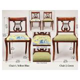 *Pair Vintage Lyre-Back Upholstered Chairs