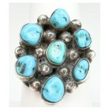 Sterling Silver Triple Band Turquoise Ring
