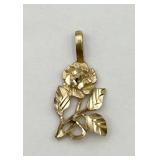 14K Gold Rose Pendant