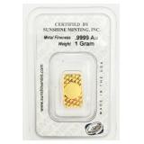 Sunshine Minting Inc (Smi) 1g .9999 Fine Gold Ba