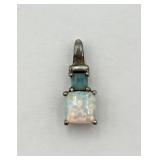 Sterling Silver, Opal & Topaz Pendant