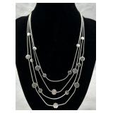 Fancy 4-Strand Silver Tone Necklace