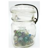VTG Presto Wire Ball Glass Canning Jar w/ Marbles