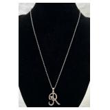 Silver Tone Initial "R" Necklace