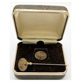 10K Gold "Easco" Tie Tack & Stick Pin w/ Sapphires