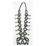 Incredible VTG 925 TURQ Squash Blossom Necklace