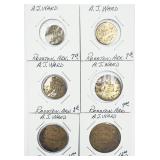 ANTQ Set AJ Ward General Merch. Scrip Trade Tokens
