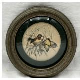 VTG Hand Colored Art Gravure of 2 Birds