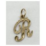 14K Gold Initial "R" Pendant
