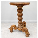 Vintage Carved Wood Pedestal Plant Stand