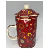 World Market Burgundy Floral Bell Mug