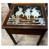 *Western Cowboy Glass-Top End Table
